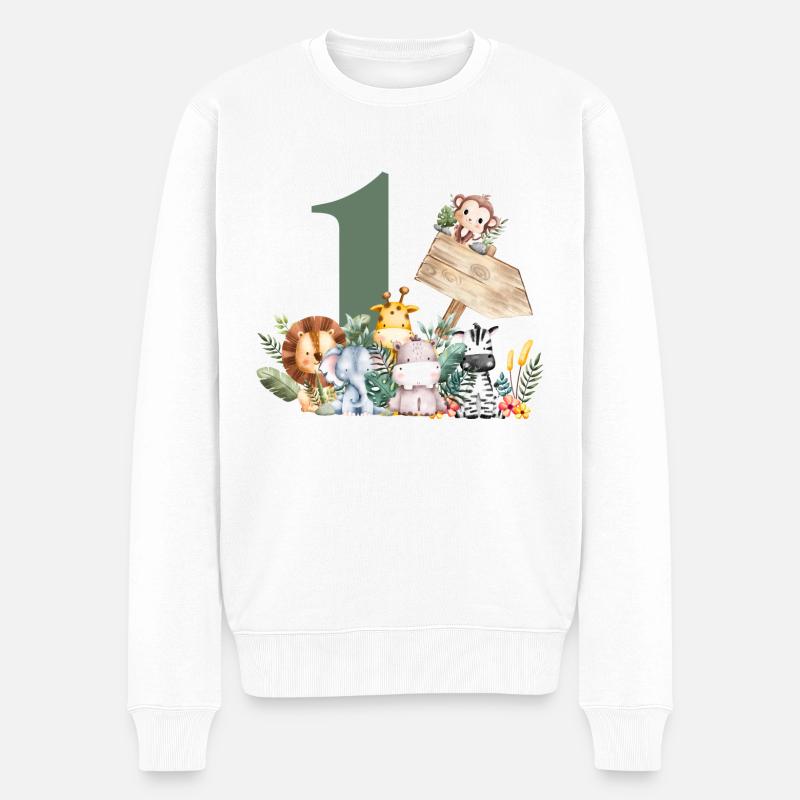 1e anniversaire personnalisé safari - Pull Premium bio Homme - blanc
