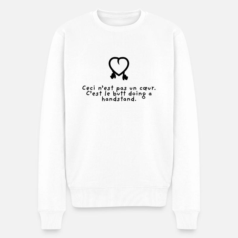 Ceci n'est pas un coeur. Le Po macht einen Handstand - Männer Premium Bio Pullover - Weiß