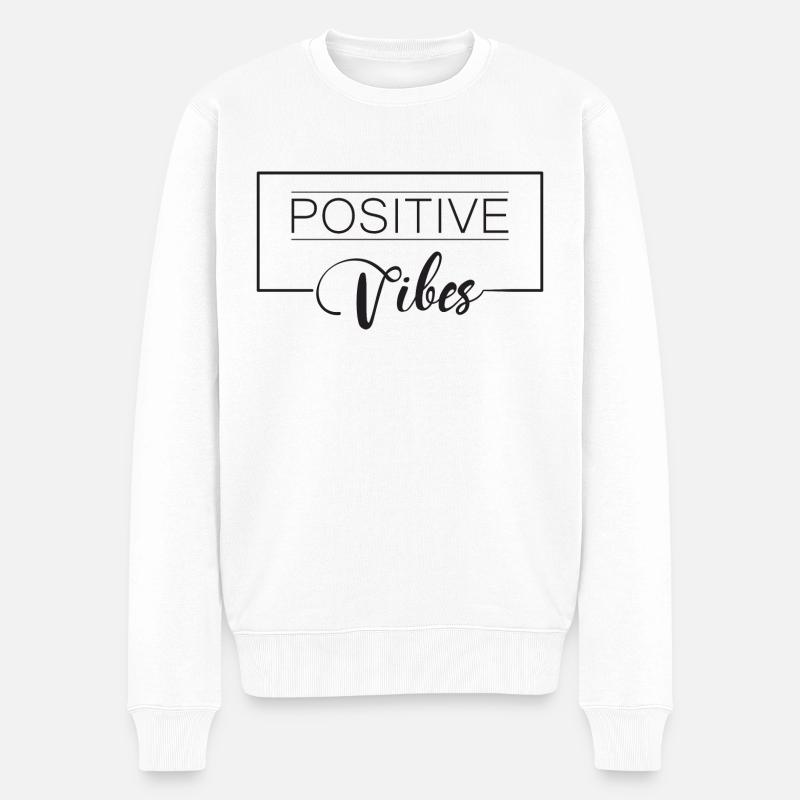 POSITIVE VIBES - Männer Premium Bio Pullover - Weiß