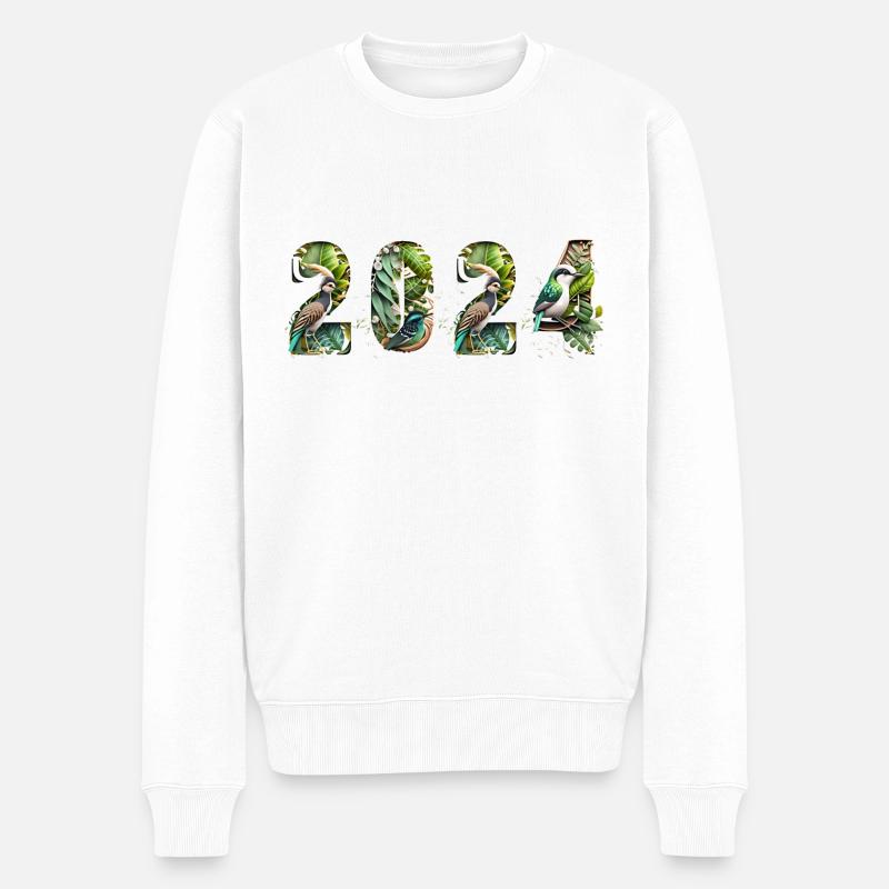 2024 Blumen - Männer Premium Bio Pullover - Weiß