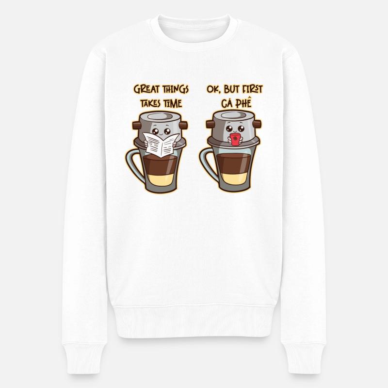 Vietnam Viet Kaffee Ca Phe Vietnamese I Geschenk - Männer Premium Bio Pullover - Weiß