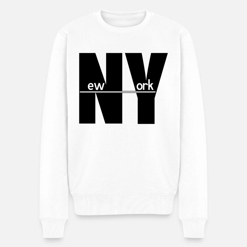 New York - Männer Premium Bio Pullover - Weiß