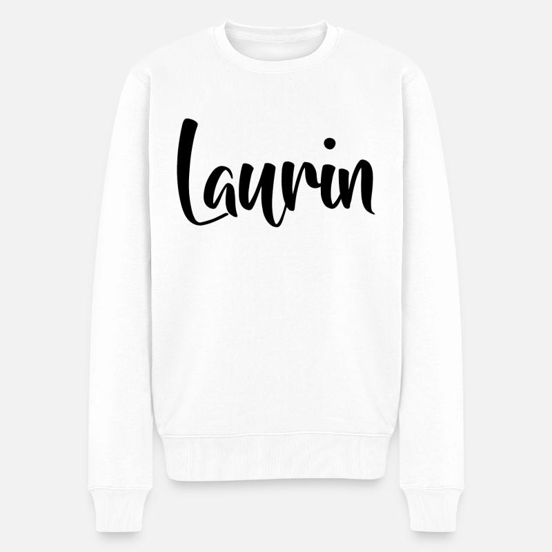 Name - Laurin - Männer Premium Bio Pullover - Weiß