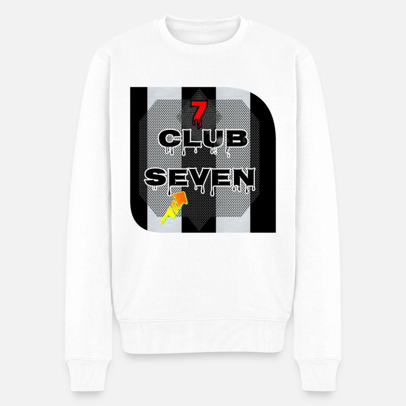 CLUB SEVEN 7 - Männer Premium Bio Pullover - Weiß