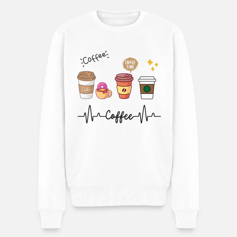Ich liebe Kaffee - Männer Premium Bio Pullover - Weiß