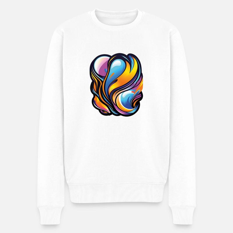 Kreativer Ausdruck: Bunte Wellen der Inspiration - Männer Premium Bio Pullover - Weiß