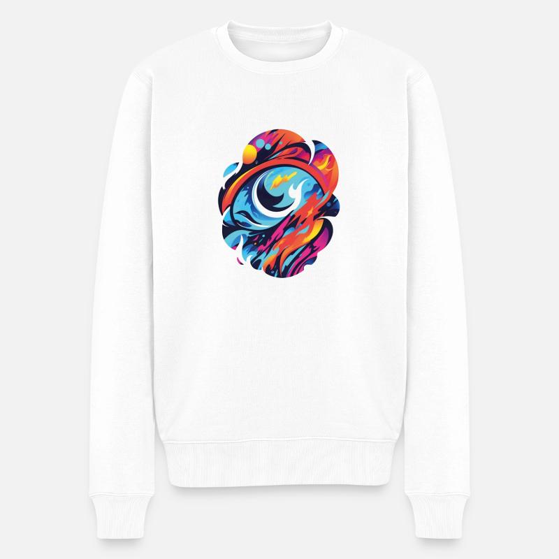 Farbenfrohes Auge: Kunstvolle Darstellung Seele - Männer Premium Bio Pullover - Weiß