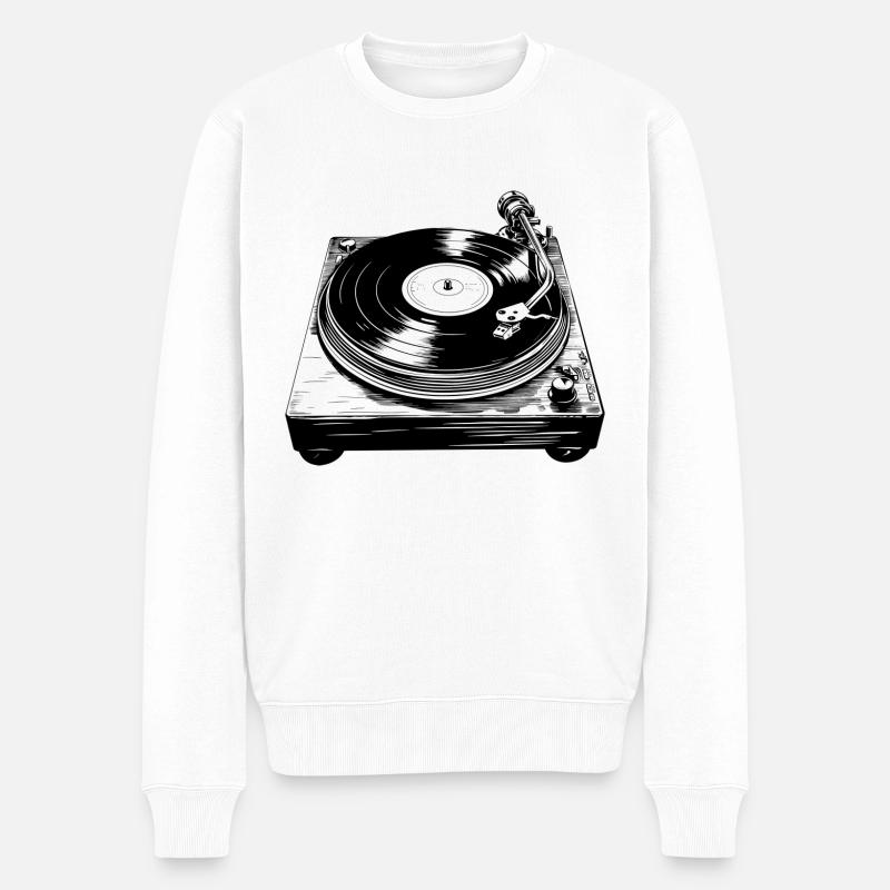 vinyle vinyle musique platine rétro - Pull Premium bio Homme - blanc