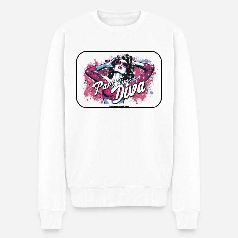 002-PartTimeDiva - Männer Premium Bio Pullover - Weiß