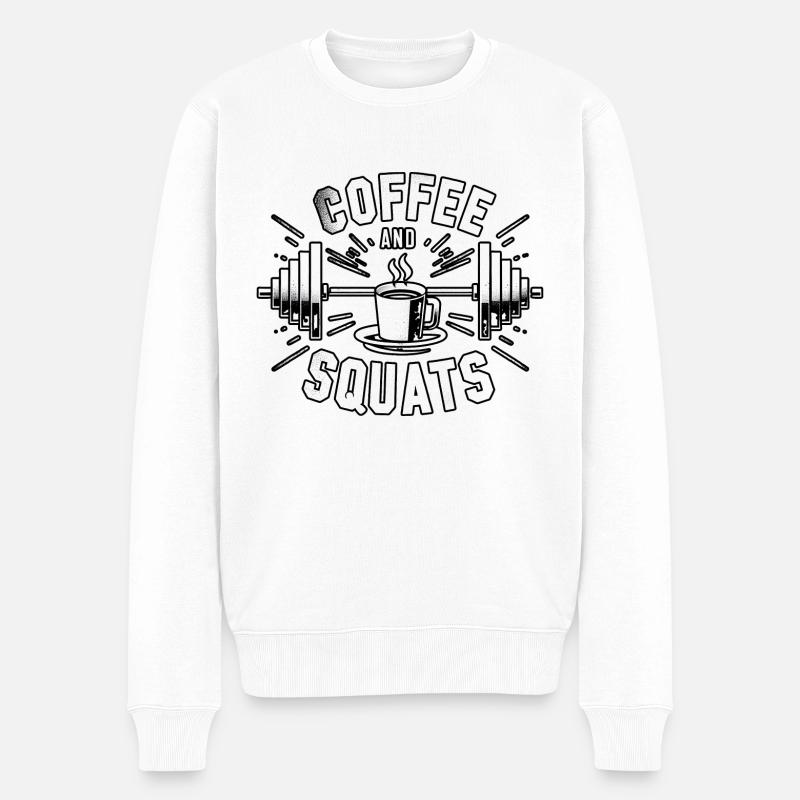 Coffee And Squats 12 - Männer Premium Bio Pullover - Weiß