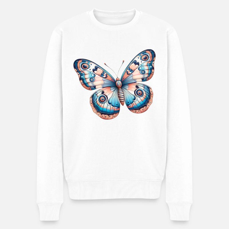 Papillon, fleur - Légèreté Envolée - Pull Premium bio Homme - blanc