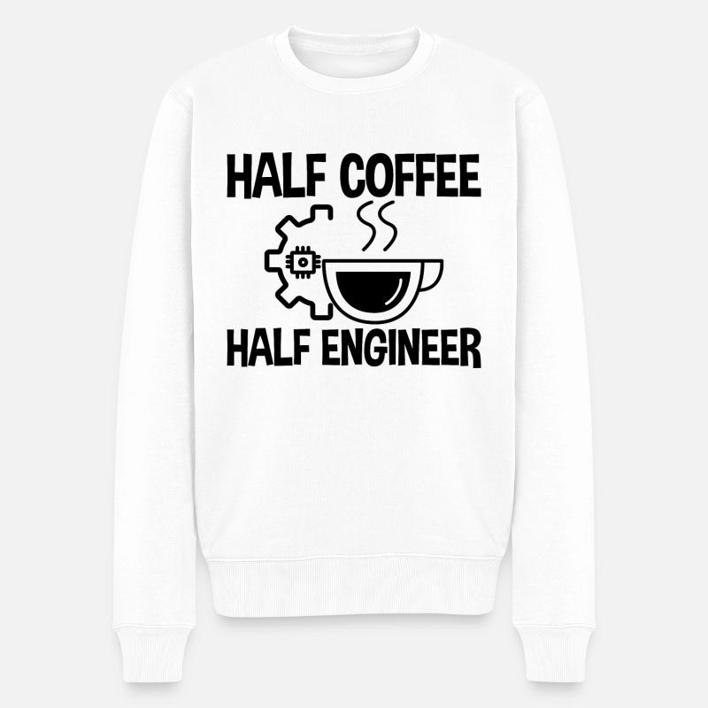 Half Coffee Half Engineer 2 - Männer Premium Bio Pullover - Weiß