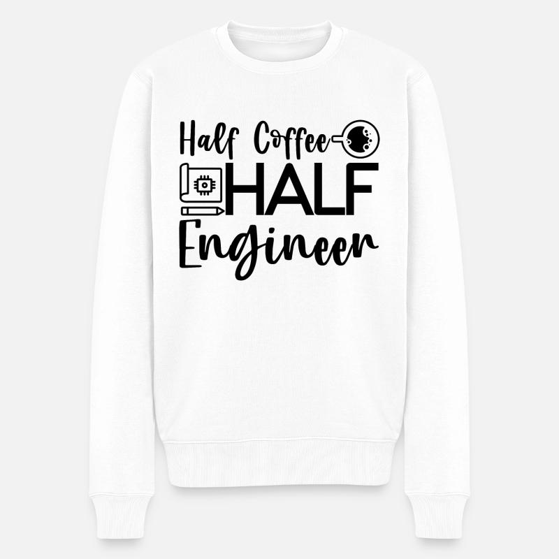 Half Coffee Half Engineer 4 - Men's Premium Organic Jumper - white