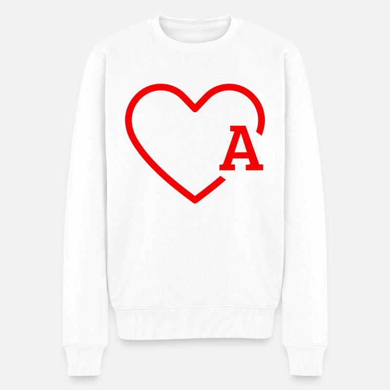 Roter Herz-Buchstabe - Männer Premium Bio Pullover - Weiß
