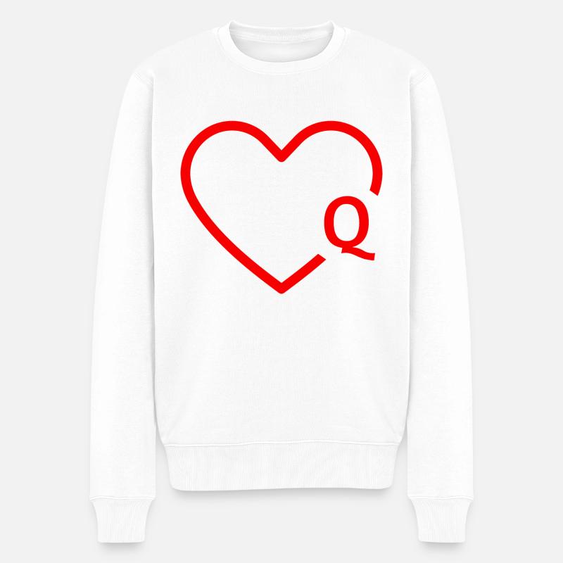 lettre q cœur rouge - Pull Premium bio Homme - blanc