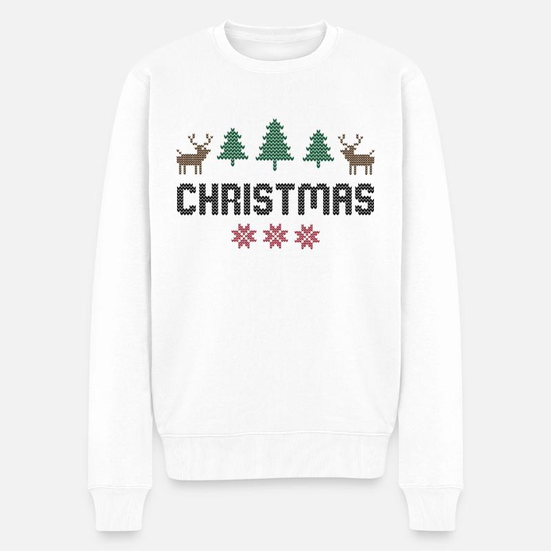 Weihnachten - Männer Premium Bio Pullover - Weiß