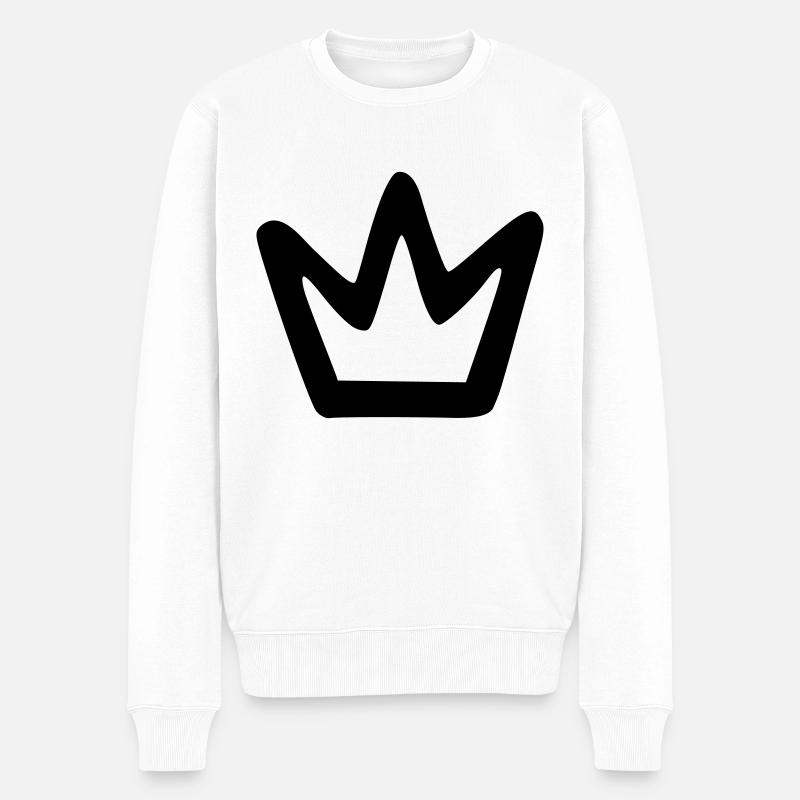 Schlichte Krone - Männer Premium Bio Pullover - Weiß