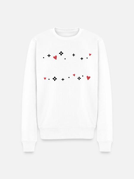 Herzen Sternchen Glitzer - Männer Premium Bio Pullover - Weiß