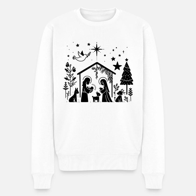 Weihnachtskrippe - Männer Premium Bio Pullover - Weiß