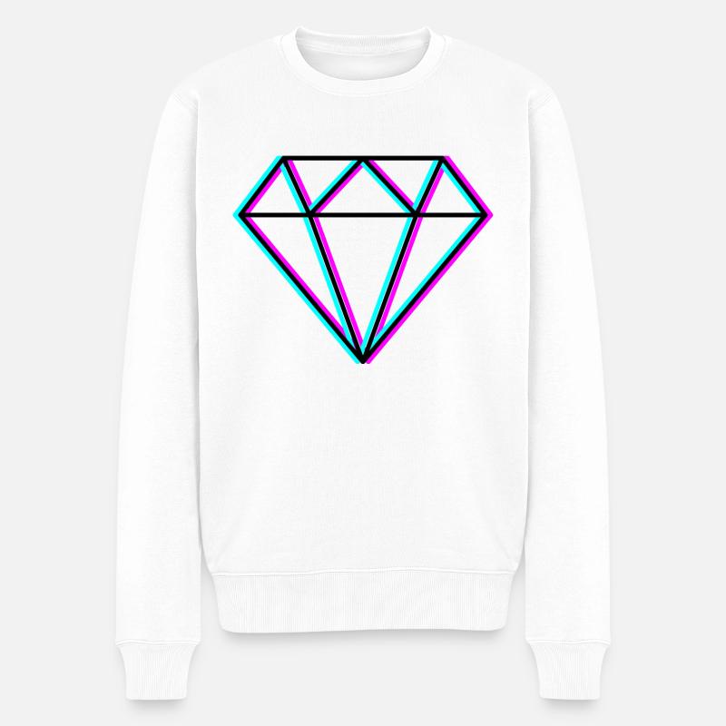 Diamant - Design néon - Pull Premium bio Homme - blanc