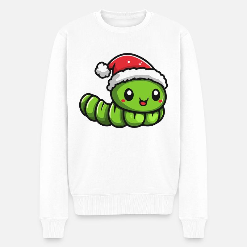 Wurm Weihnachten - Männer Premium Bio Pullover - Weiß