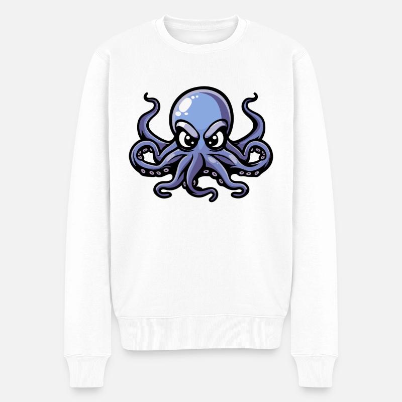 Oktopus Comic - Männer Premium Bio Pullover - Weiß