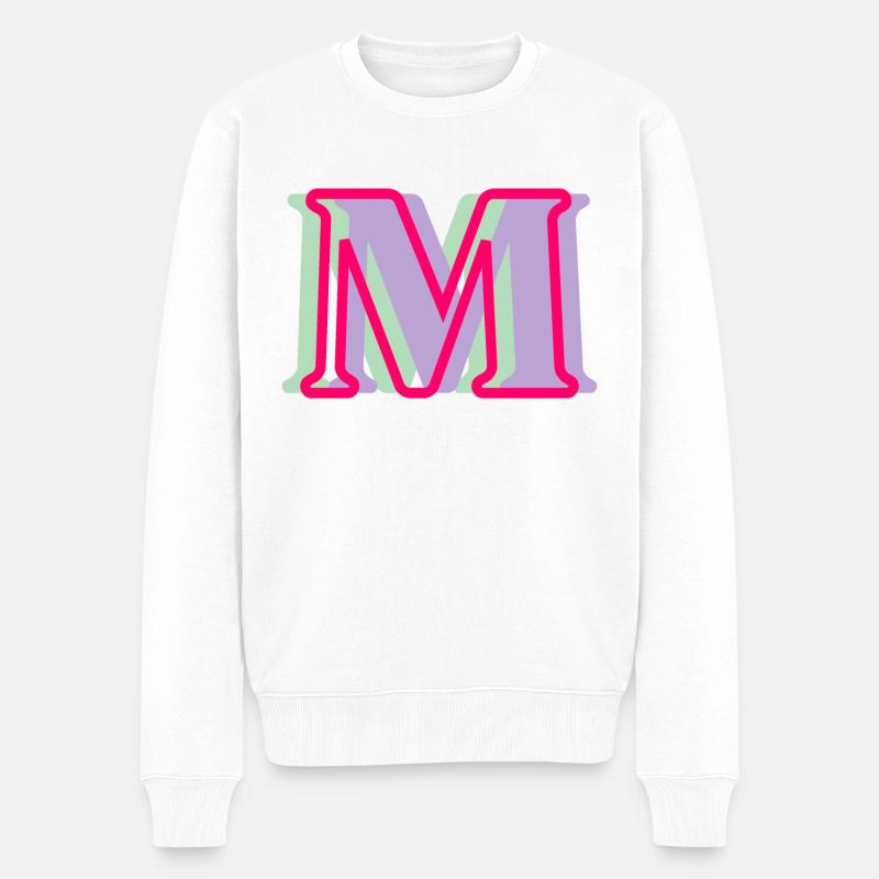 Mehrfarbiger Buchstabe m - Männer Premium Bio Pullover - Weiß
