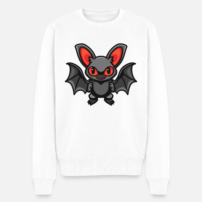 Fledermaus Comic - Männer Premium Bio Pullover - Weiß