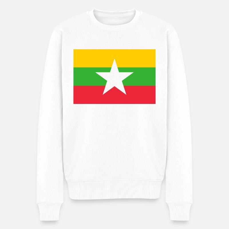 Myanmar - Männer Premium Bio Pullover - Weiß