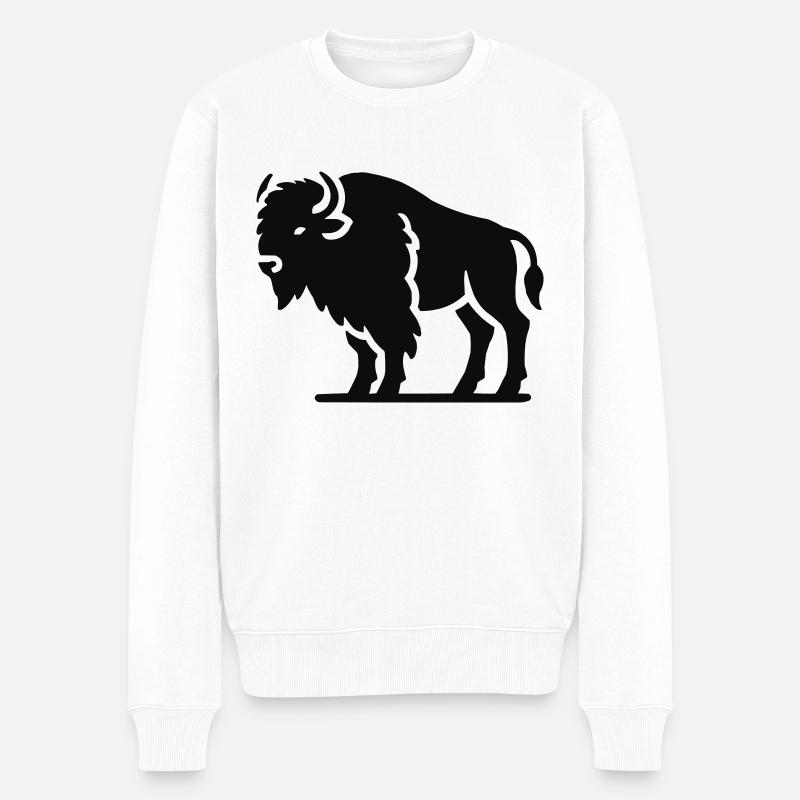 Bison Animal - Pull Premium bio Homme - blanc