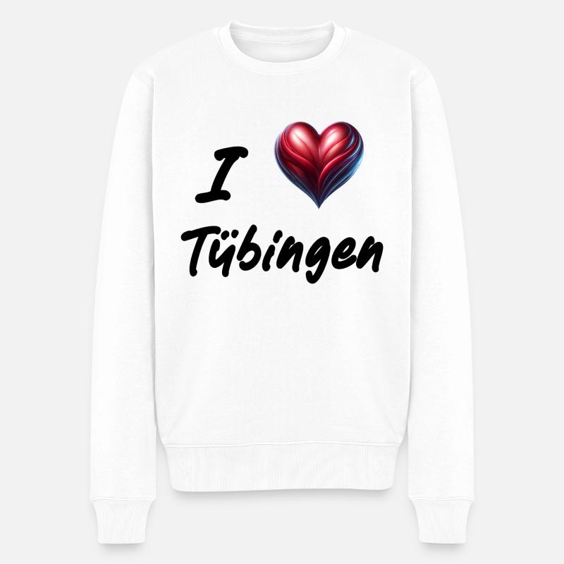 I love Tübingen - Männer Premium Bio Pullover - Weiß