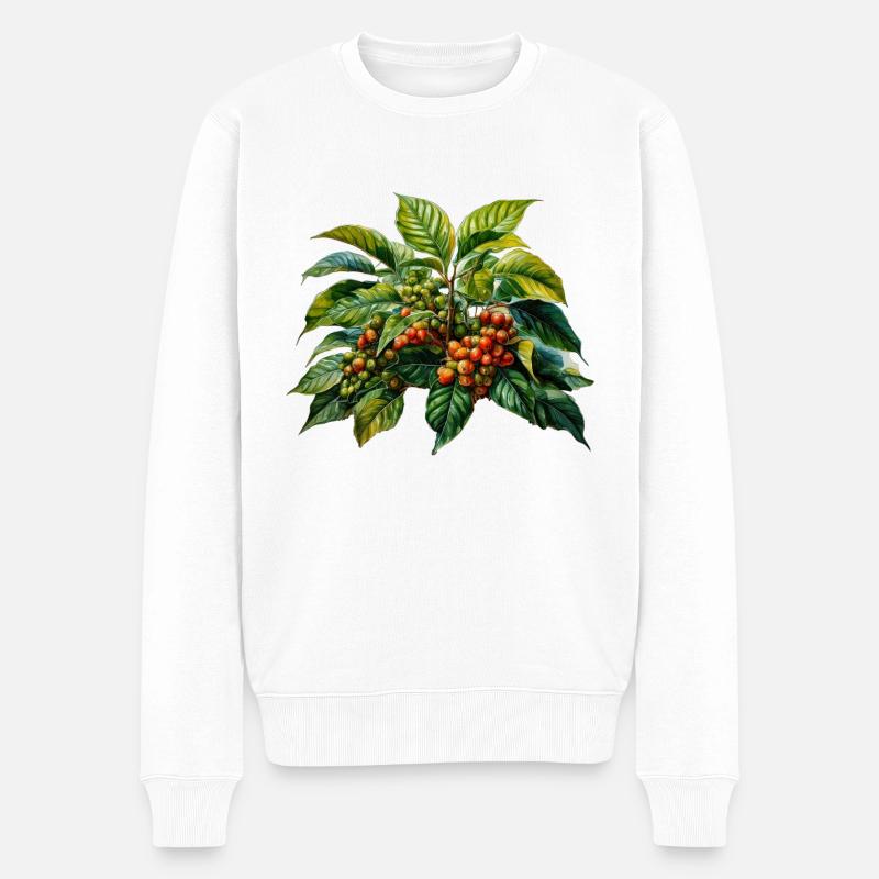 Kaffeepflanze Barista Kaffeetrinken - Männer Premium Bio Pullover - Weiß