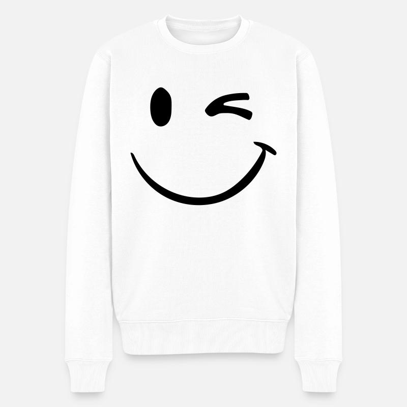 lächeln - Männer Premium Bio Pullover - Weiß