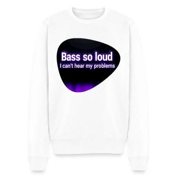 Bass So Loud – Schwarzes & lila Plektrum - Männer Premium Bio Pullover - Weiß - Vorne - Thijin (182cm)