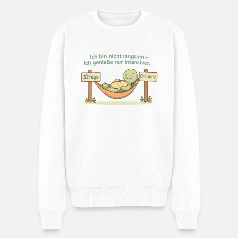 Schildkroeten Chillzone - Männer Premium Bio Pullover - Weiß