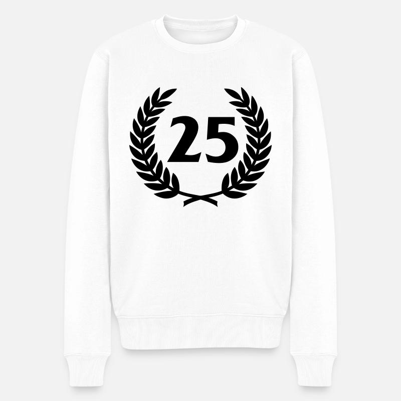 Lorbeerkranz & Zahl (25) - Männer Premium Bio Pullover - Weiß