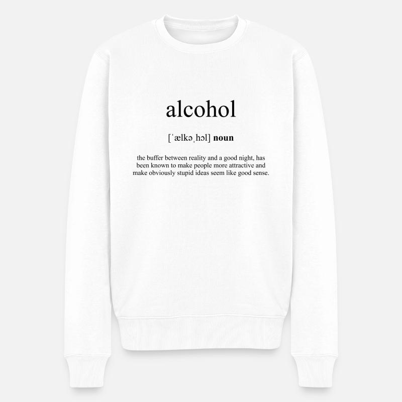 Alcohol (Alkohol) Definition Dictionary - Männer Premium Bio Pullover - Weiß