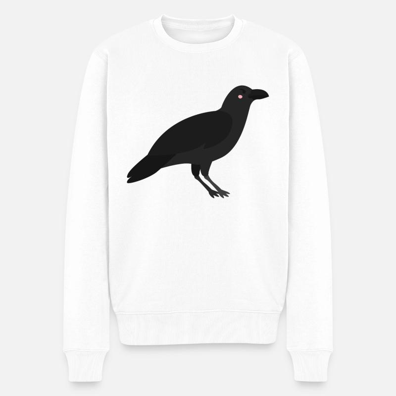 Krähe - Männer Premium Bio Pullover - Weiß