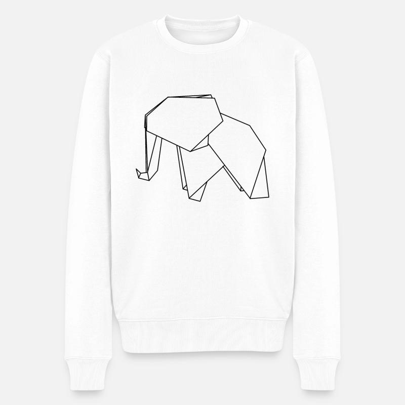 Origami Elefant - Männer Premium Bio Pullover - Weiß