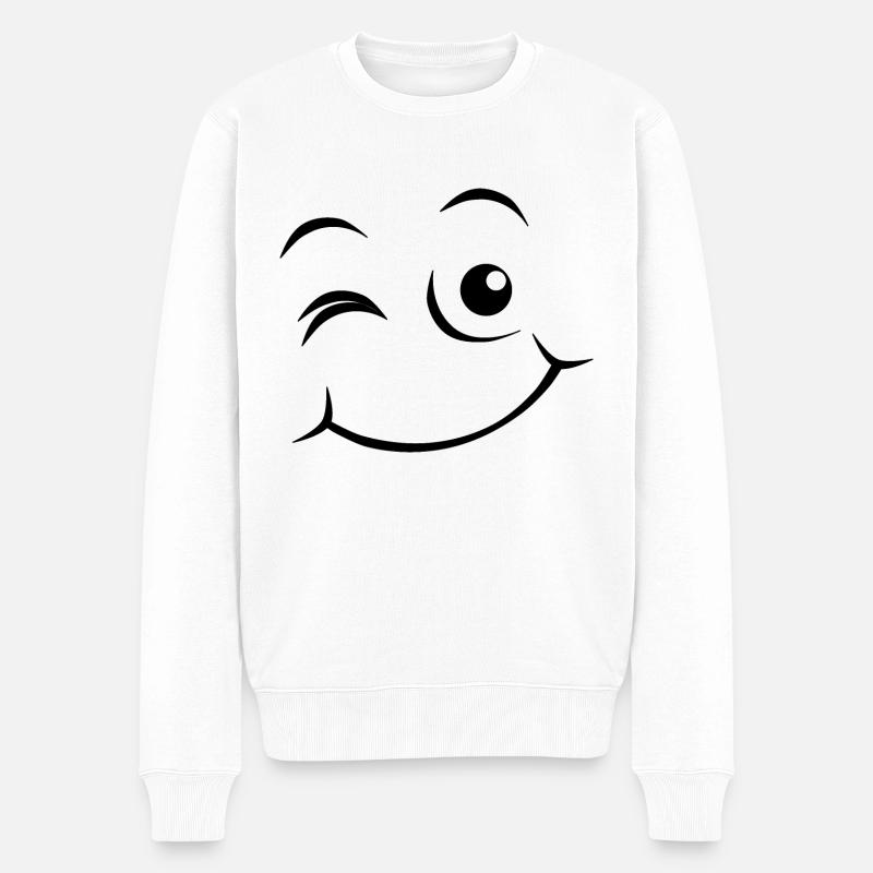 Emoji Glückliches Gesicht - Männer Premium Bio Pullover - Weiß