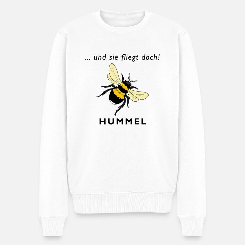 Und sie fliegt doch, Hummel - Männer Premium Bio Pullover - Weiß