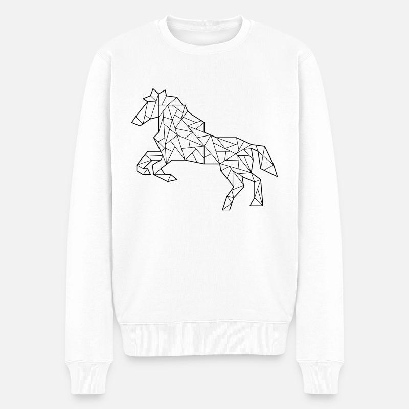 Pferd Origami - Männer Premium Bio Pullover - Weiß