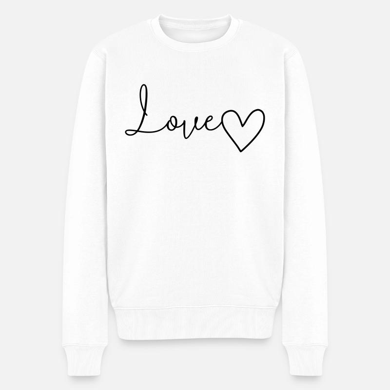Love Lettrage avec coeur - Pull Premium bio Homme - blanc