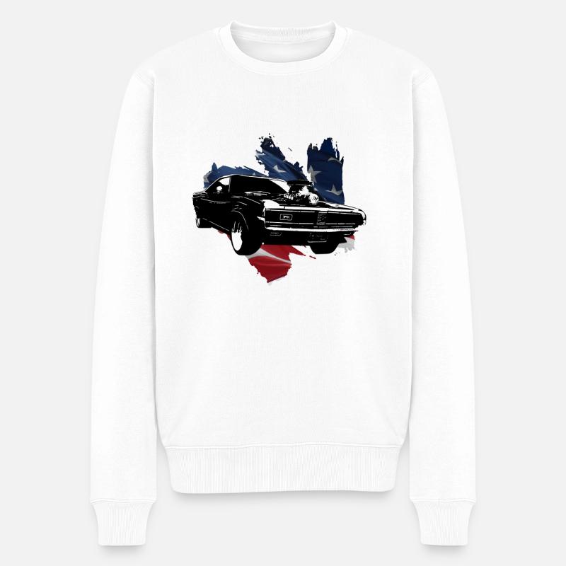 Amerikanisches Muscle-Car - Männer Premium Bio Pullover - Weiß