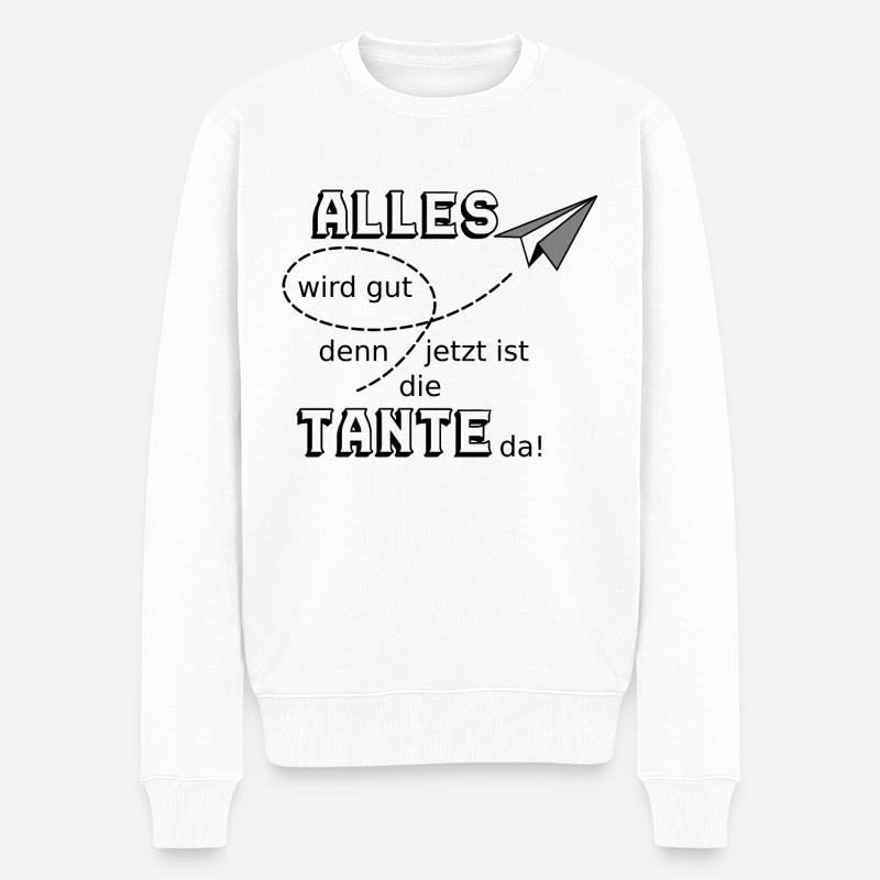 Alles wird gut lustiger Spruch Tante - Männer Premium Bio Pullover - Weiß