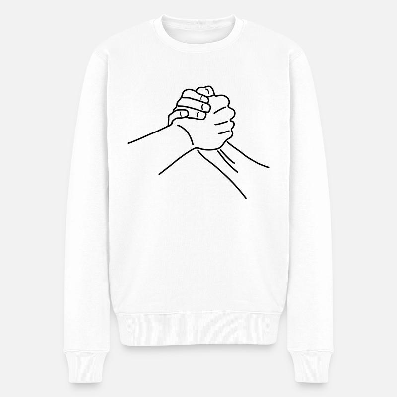 Handschlag - Männer Premium Bio Pullover - Weiß