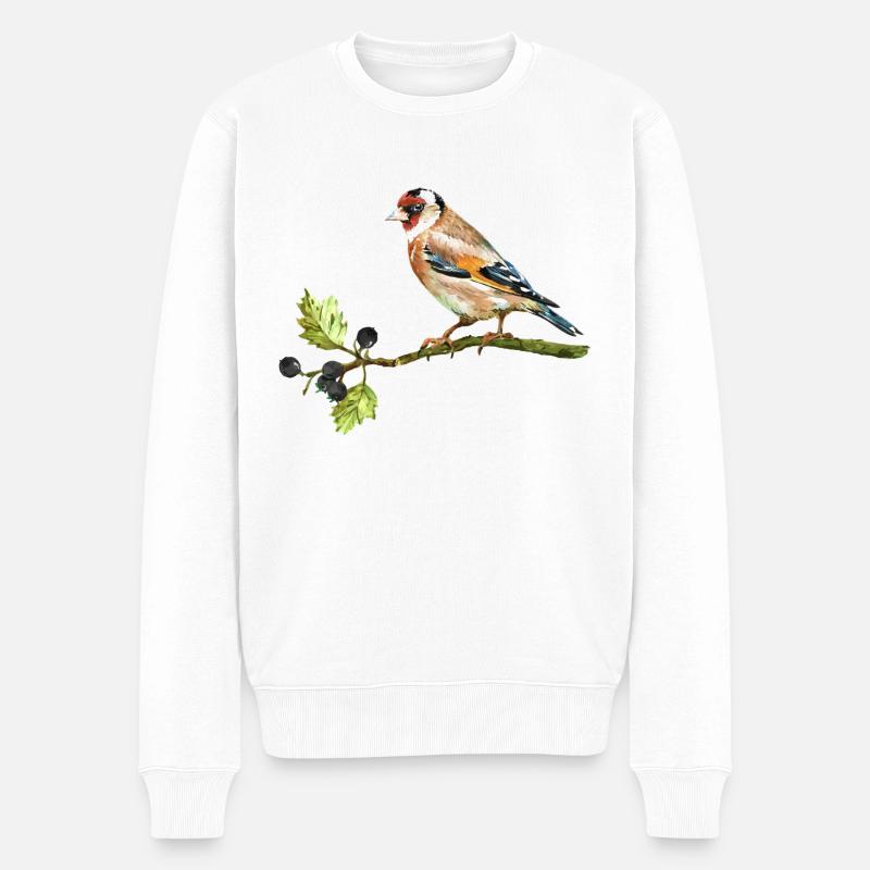 Bunter Vogel - Männer Premium Bio Pullover - Weiß