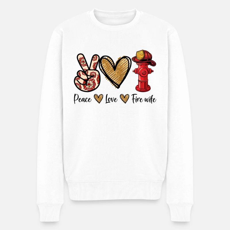 Paix Amour Feu Femme Pompier - Pull Premium bio Homme - blanc