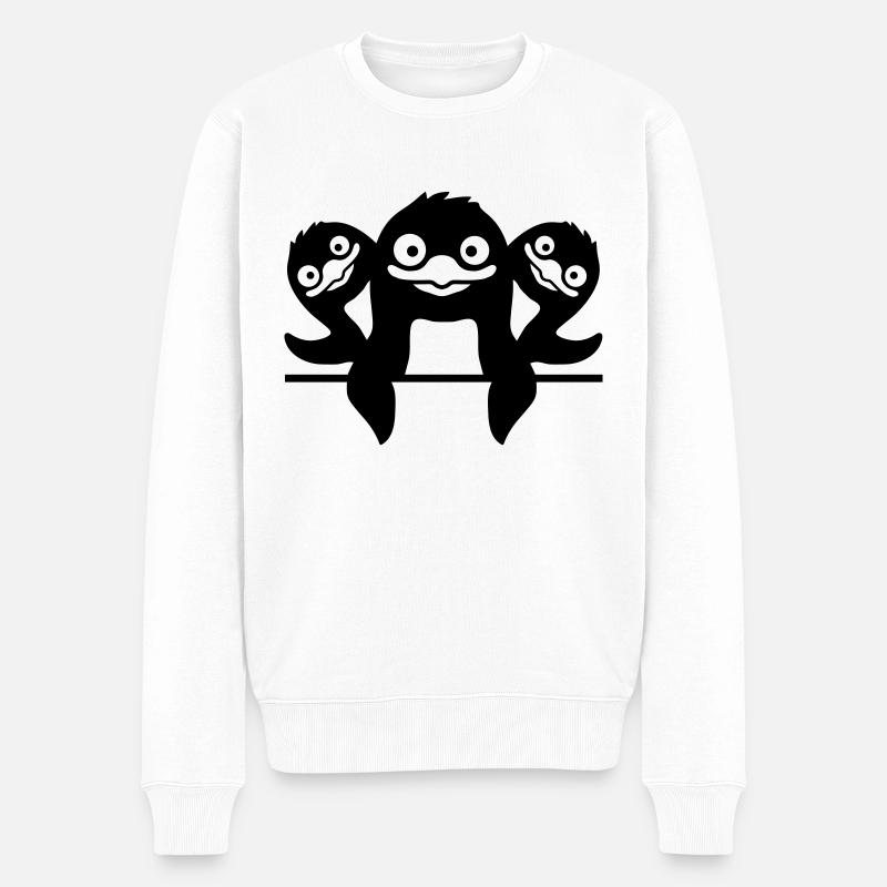 Drôles de pingouins 3 amis - Pull Premium bio Homme - blanc