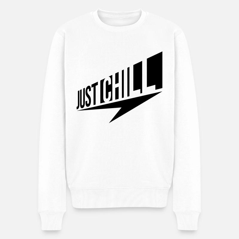 Just Chill Text Logo - Pull Premium bio Homme - blanc